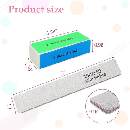 LNAUJS Professional Nail Files and Buffers Kit - 100/180 Grit Nail Sponge Buffer Blocks for Fingernails and Acrylic Nails Avelisse