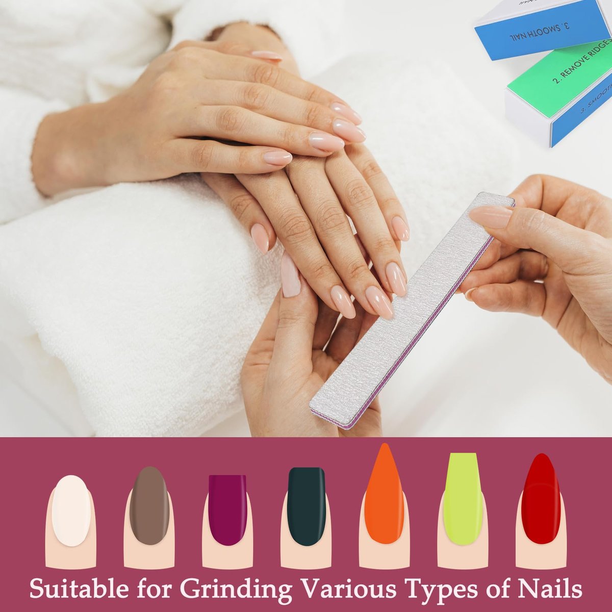 LNAUJS Professional Nail Files and Buffers Kit - 100/180 Grit Nail Sponge Buffer Blocks for Fingernails and Acrylic Nails Avelisse