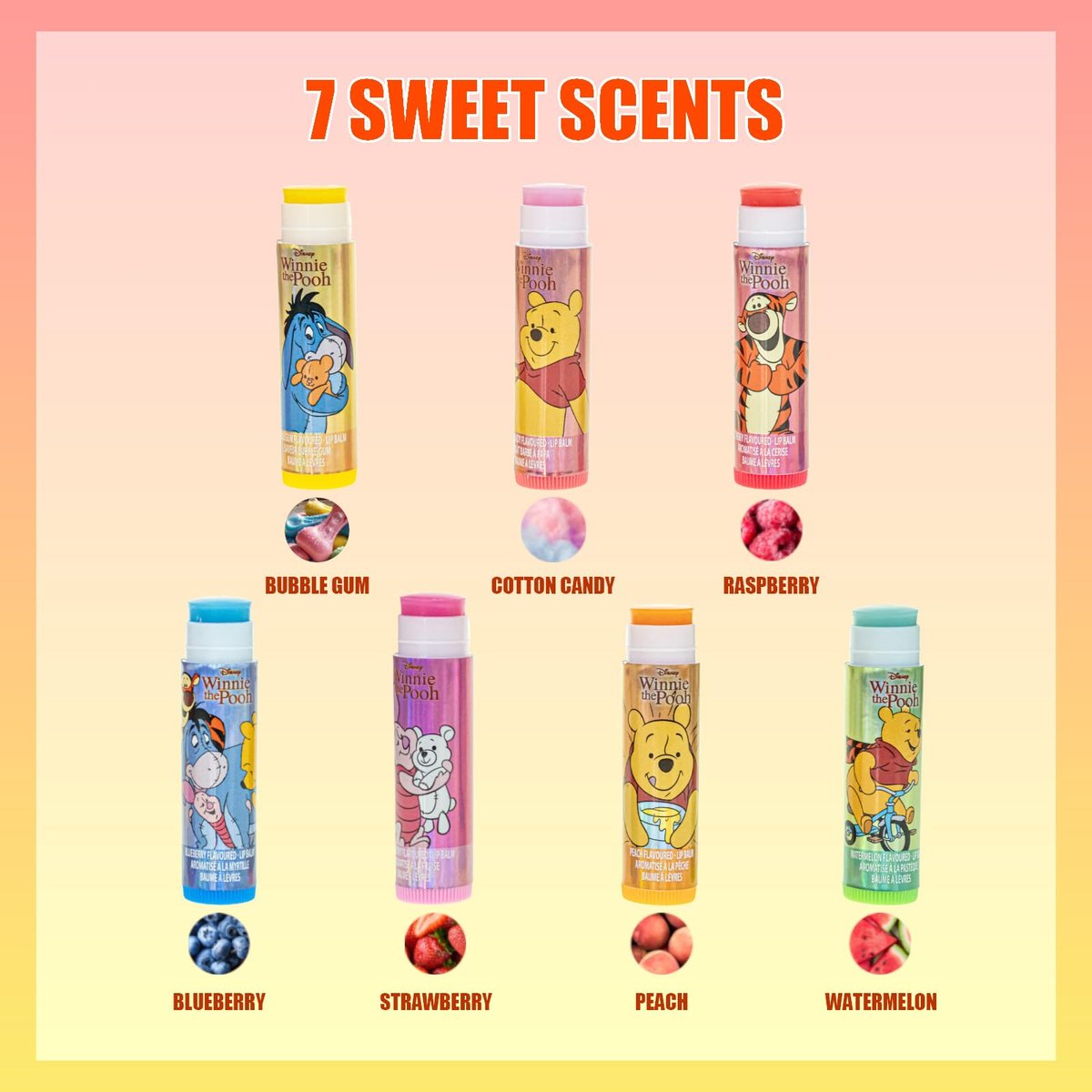 Winnie The Pooh Lip Balm Keychain Accessory Set for Kids – 7 Piece Plant Based Lip Balm with Pooh Themed Keychain Accessories by Townley Girl - görsel 7