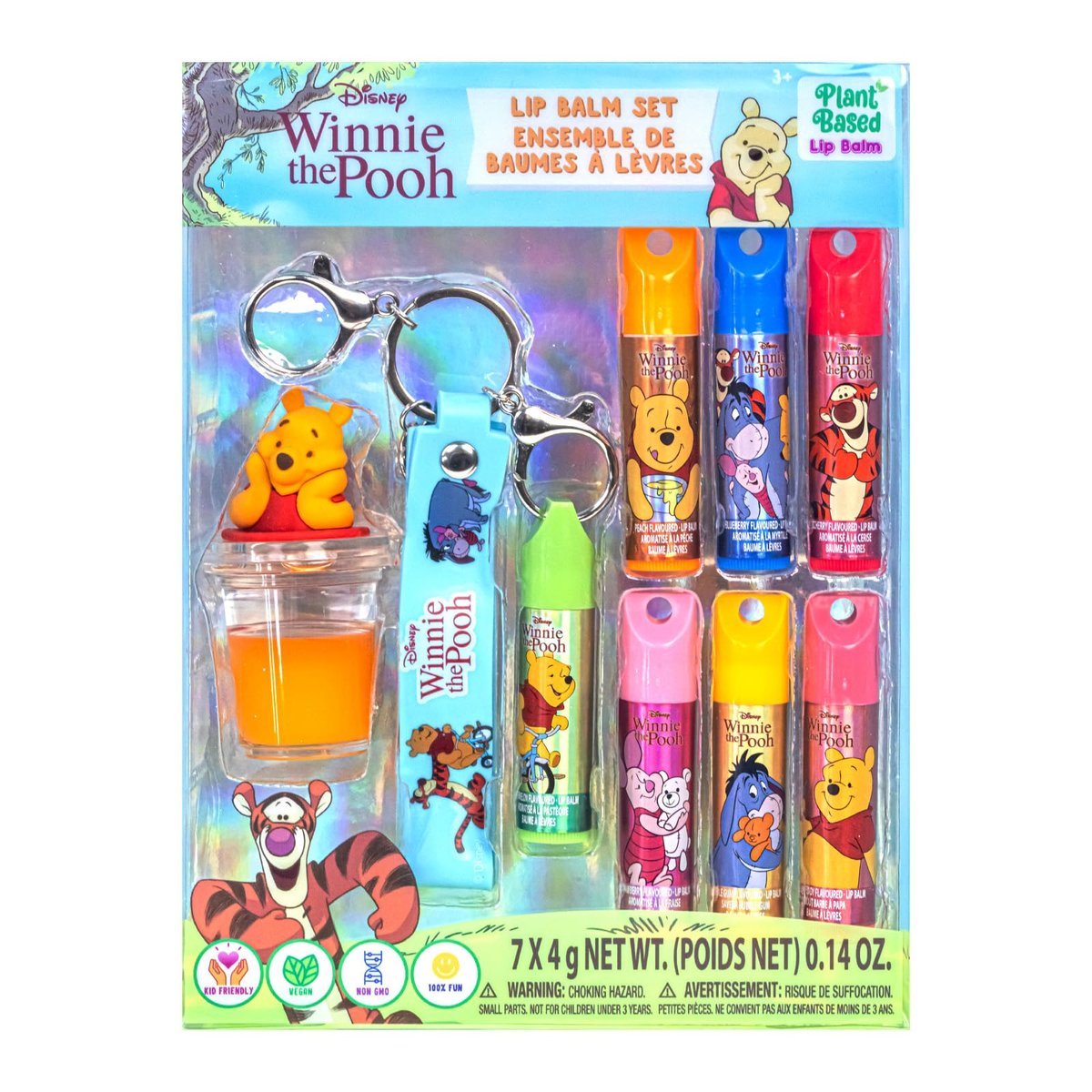 Winnie The Pooh Lip Balm Keychain Accessory Set for Kids – 7 Piece Plant Based Lip Balm with Pooh Themed Keychain Accessories by Townley Girl - görsel 1