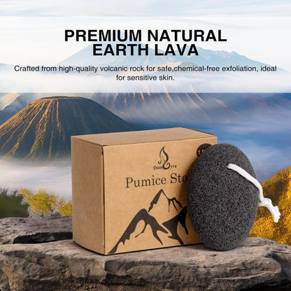 DOMLYRA Natural Pumice Stone Set - 3-Pack Oval-Shaped Volcanic Lava Foot Scrubber for Callus, Corn, Cracked Heel, and Dead Skin Exfoliation (4 x 2.8 x 1.6 Inches) Avelisse