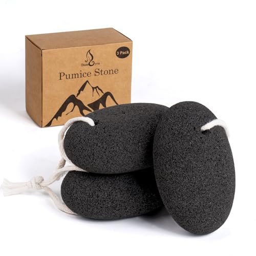 DOMLYRA Natural Pumice Stone Set - 3-Pack Oval-Shaped Volcanic Lava Foot Scrubber for Callus, Corn, Cracked Heel, and Dead Skin Exfoliation (4 x 2.8 x 1.6 Inches) Avelisse