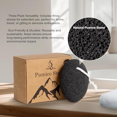 DOMLYRA Natural Pumice Stone Set - 3-Pack Oval-Shaped Volcanic Lava Foot Scrubber for Callus, Corn, Cracked Heel, and Dead Skin Exfoliation (4 x 2.8 x 1.6 Inches) Avelisse