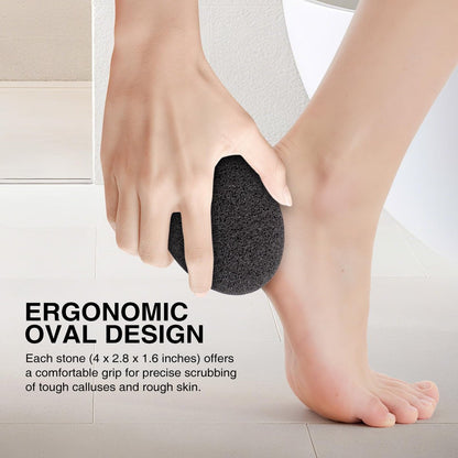 DOMLYRA Natural Pumice Stone Set - 3-Pack Oval-Shaped Volcanic Lava Foot Scrubber for Callus, Corn, Cracked Heel, and Dead Skin Exfoliation (4 x 2.8 x 1.6 Inches) Avelisse