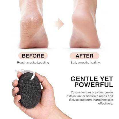 DOMLYRA Natural Pumice Stone Set - 3-Pack Oval-Shaped Volcanic Lava Foot Scrubber for Callus, Corn, Cracked Heel, and Dead Skin Exfoliation (4 x 2.8 x 1.6 Inches) Avelisse