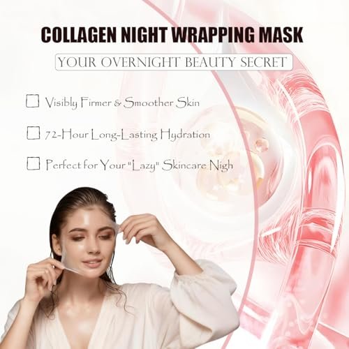 DaiLaiFu Collagen Night Wrapping Mask – Peel-Off Night Mask with Applicator, 2.54 fl oz, Deeply Nourish, Moisturize & Firm Skin, Natural Ingredients Gentle on Skin Avelisse