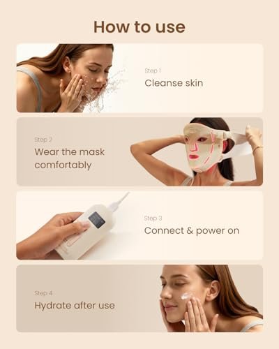 RENPHO 4D Red Light Therapy Mask for Face 2026 - 324 LEDs Full Face Coverage, Cordless LED Face Mask with 3 Light Modes, Birthday Gifts for Women Mom Wife, Home & Travel Use (Champagne Gold) Avelisse