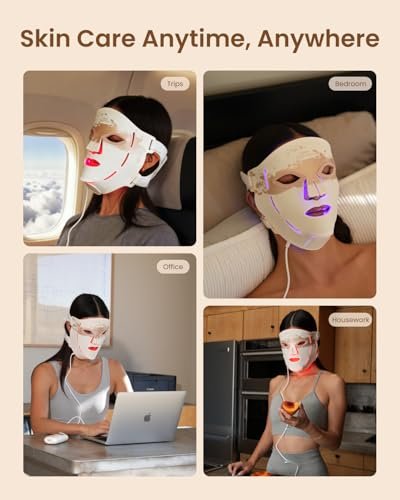 RENPHO 4D Red Light Therapy Mask for Face 2026 - 324 LEDs Full Face Coverage, Cordless LED Face Mask with 3 Light Modes, Birthday Gifts for Women Mom Wife, Home & Travel Use (Champagne Gold) Avelisse