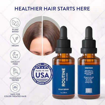 Routine Wellness Scalp Serum for Thinning Hair – Promotes Visibly Thicker, Fuller-Looking Hair – Lightweight, Science-Backed with Red Clover & Peptides – 30ml Avelisse