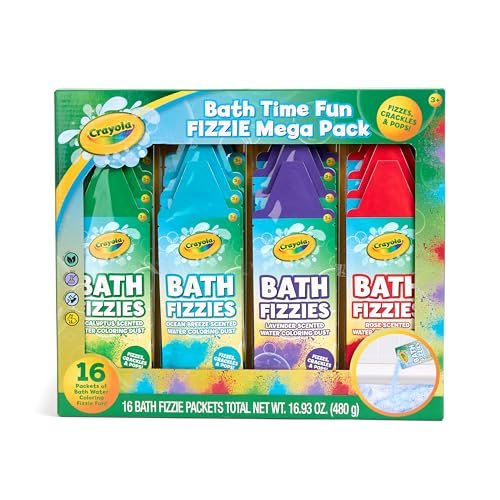 Crayola Bath Fizzies 16 Deluxe Pack – Refreshing Scented Colorful Bath Bombs for Kids, Tweens & Teens Avelisse