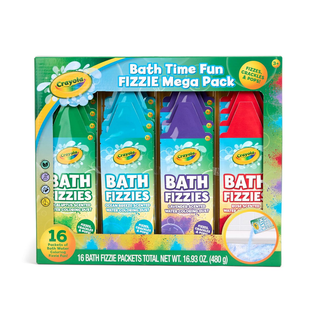 Crayola Bath Fizzies 16 Deluxe Pack – Refreshing Scented Colorful Bath Bombs for Kids, Tweens & Teens Avelisse