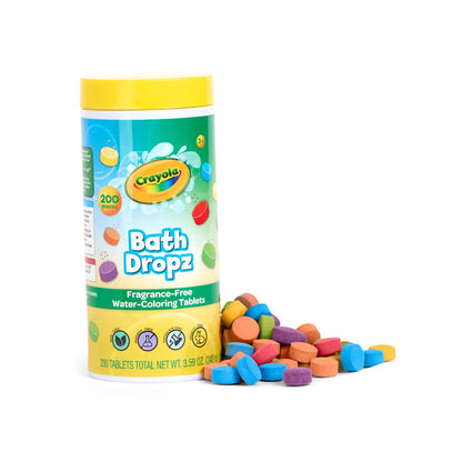 Crayola Bath Dropz Color Changing Tablets, 200 Count, Fragrance Free Fizzies for Kids