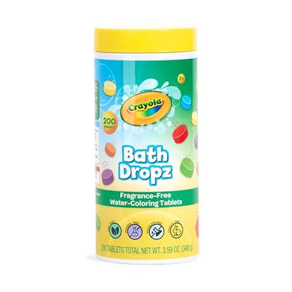 Crayola Bath Dropz Color Changing Tablets, 200 Count, Fragrance Free Fizzies for Kids
