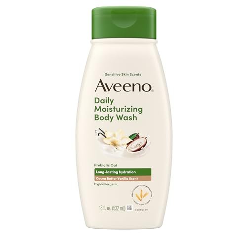 Aveeno Daily Moisturizing Body Wash with Cocoa Butter Vanilla Scent & Soothing Prebiotic Oat – Long-Lasting Hydration for Sensitive Skin, Hypoallergenic, Paraben-Free, 18 fl. oz - görsel 2