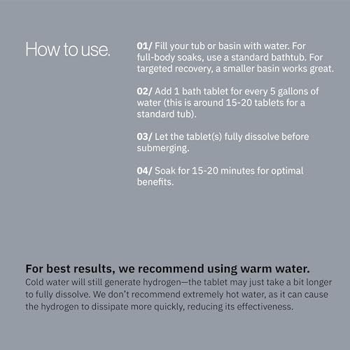 Molecular H2TAB Hydrogen Bath Tablets – 60 Count – Fragrance-Free Bath Bombs for Muscle Relief, Skin Hydration & Oxidative Stress Support – Magnesium-Based Antioxidant Detox Bath Avelisse