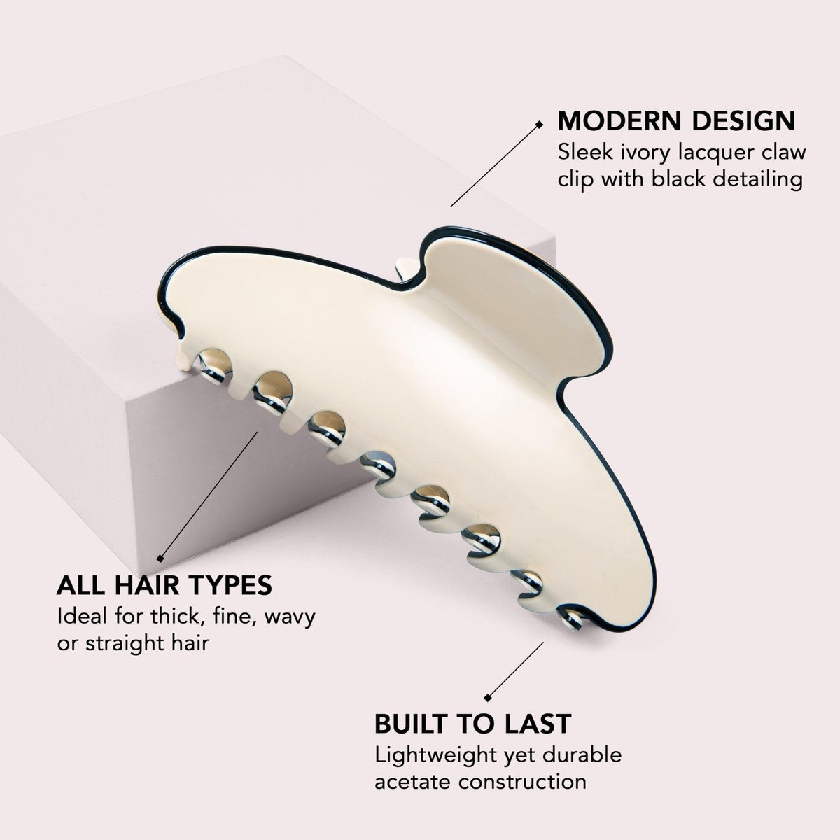 The Hair Edit Couture Clip - Ivory - Durable Lightweight Hair Clip for Women, Chic Claw Clip for Thick or Fine Hair Avelisse