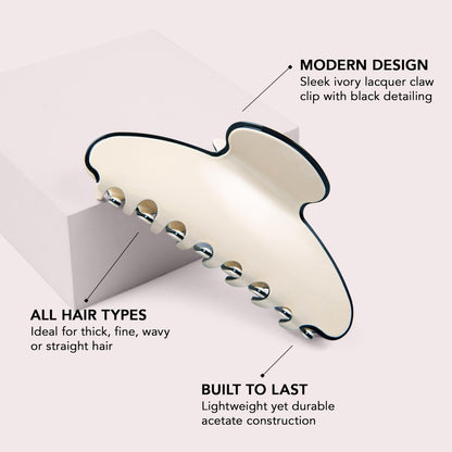 The Hair Edit Couture Clip - Ivory - Durable Lightweight Hair Clip for Women, Chic Claw Clip for Thick or Fine Hair Avelisse