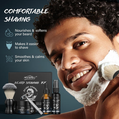 8-Piece Men's Shaving Kit Gift Set | Complete Wet Shave Bundle with Safety Razor, Bowl, Brush, Pre-Shave Oil, Cream & After Shave Avelisse