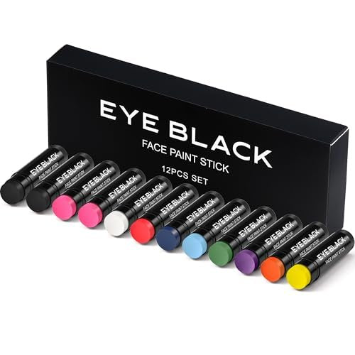DALVGFN 12 Pack Eye Black Sticks - Anti-Glare Sweat-Proof Eye Black for Baseball, Football, Softball, Lacrosse - Smooth & Long Lasting Game Day Sports Fan Accessories Avelisse