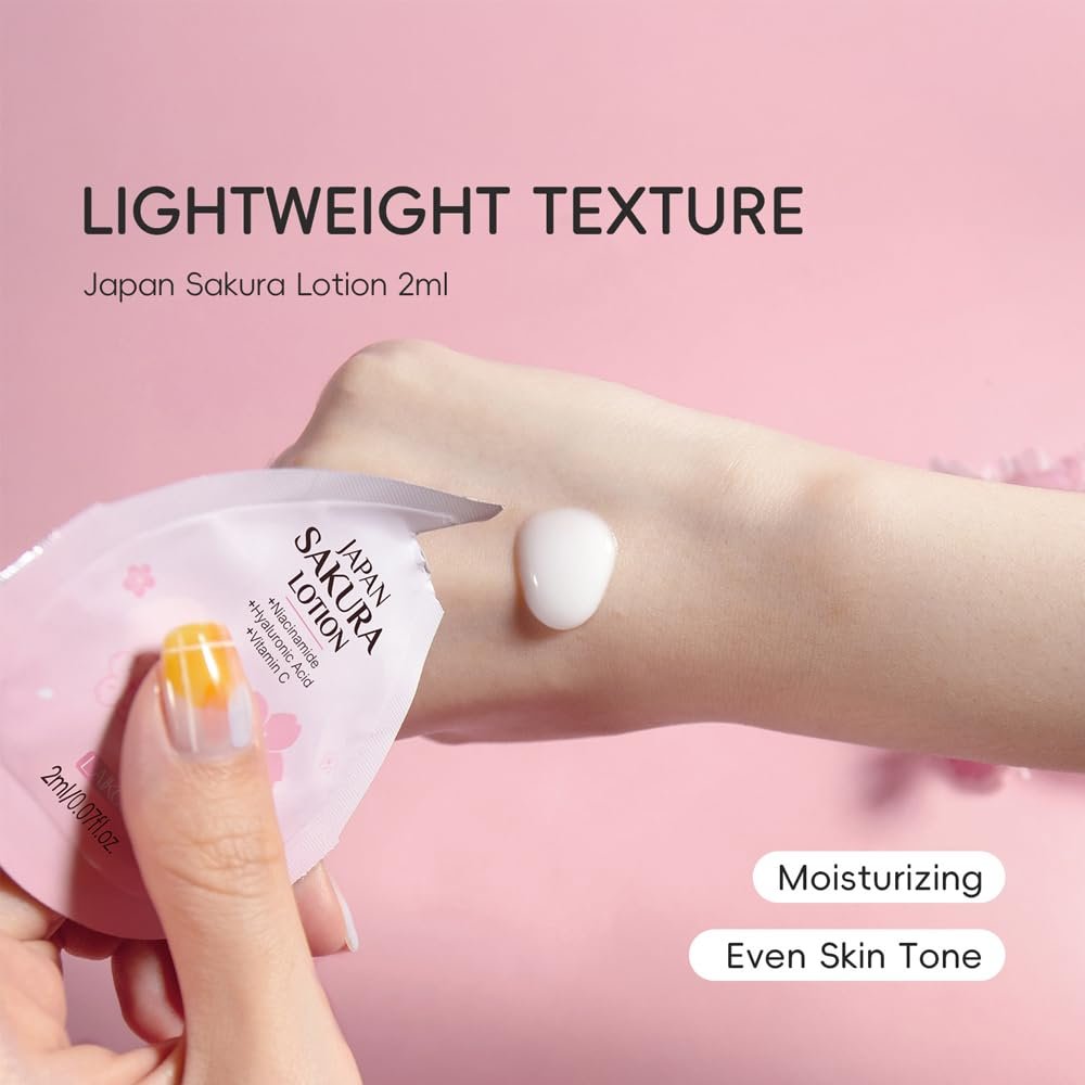 Sakura Travel Skincare Sets - 60pcs Mini Travel Skin Care Kit with Cleanser, Toner, Lotion, Serum, Cream, Sleeping Mask Avelisse