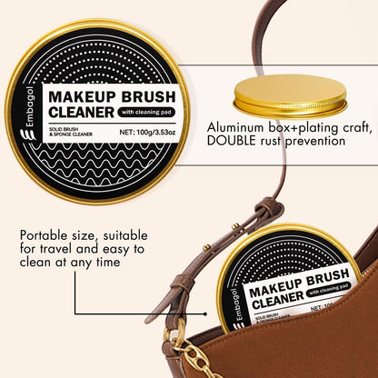 Embagol Makeup Brush Cleaner Solid Brush & Sponge Soap with Silicone Cleaning Pad, Vegan, Deep Cleaning, No Residue (100g/3.53oz)