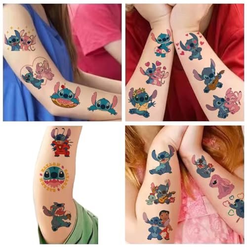 50 Sheets Stitch Temporary Tattoos – Birthday Party Supplies, Cartoon Stickers for Kids, Boys, Home Activities, Class Prizes, Carnival & Christmas Rewards - görsel 6