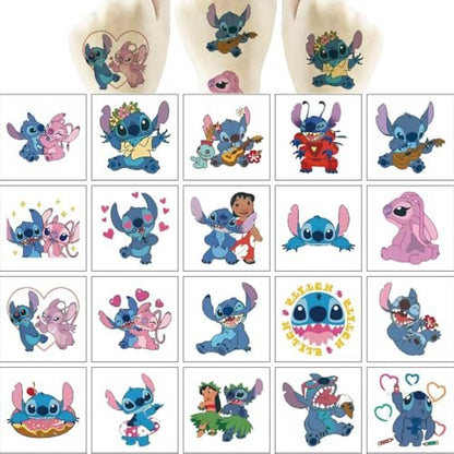 50 Sheets Stitch Temporary Tattoos – Birthday Party Supplies, Cartoon Stickers for Kids, Boys, Home Activities, Class Prizes, Carnival & Christmas Rewards