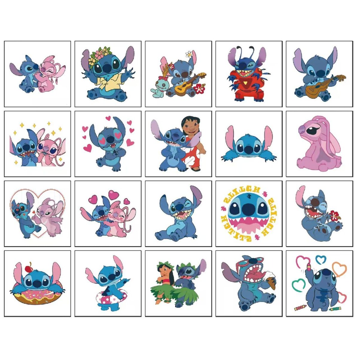 50 Sheets Stitch Temporary Tattoos – Birthday Party Supplies, Cartoon Stickers for Kids, Boys, Home Activities, Class Prizes, Carnival & Christmas Rewards - görsel 1