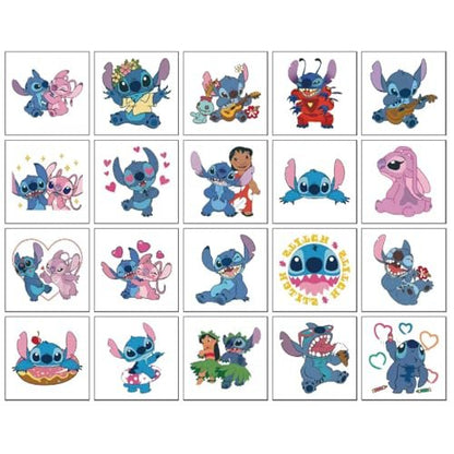 50 Sheets Stitch Temporary Tattoos – Birthday Party Supplies, Cartoon Stickers for Kids, Boys, Home Activities, Class Prizes, Carnival & Christmas Rewards