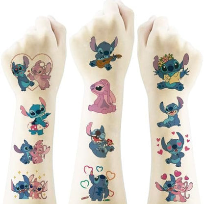 50 Sheets Stitch Temporary Tattoos – Birthday Party Supplies, Cartoon Stickers for Kids, Boys, Home Activities, Class Prizes, Carnival & Christmas Rewards