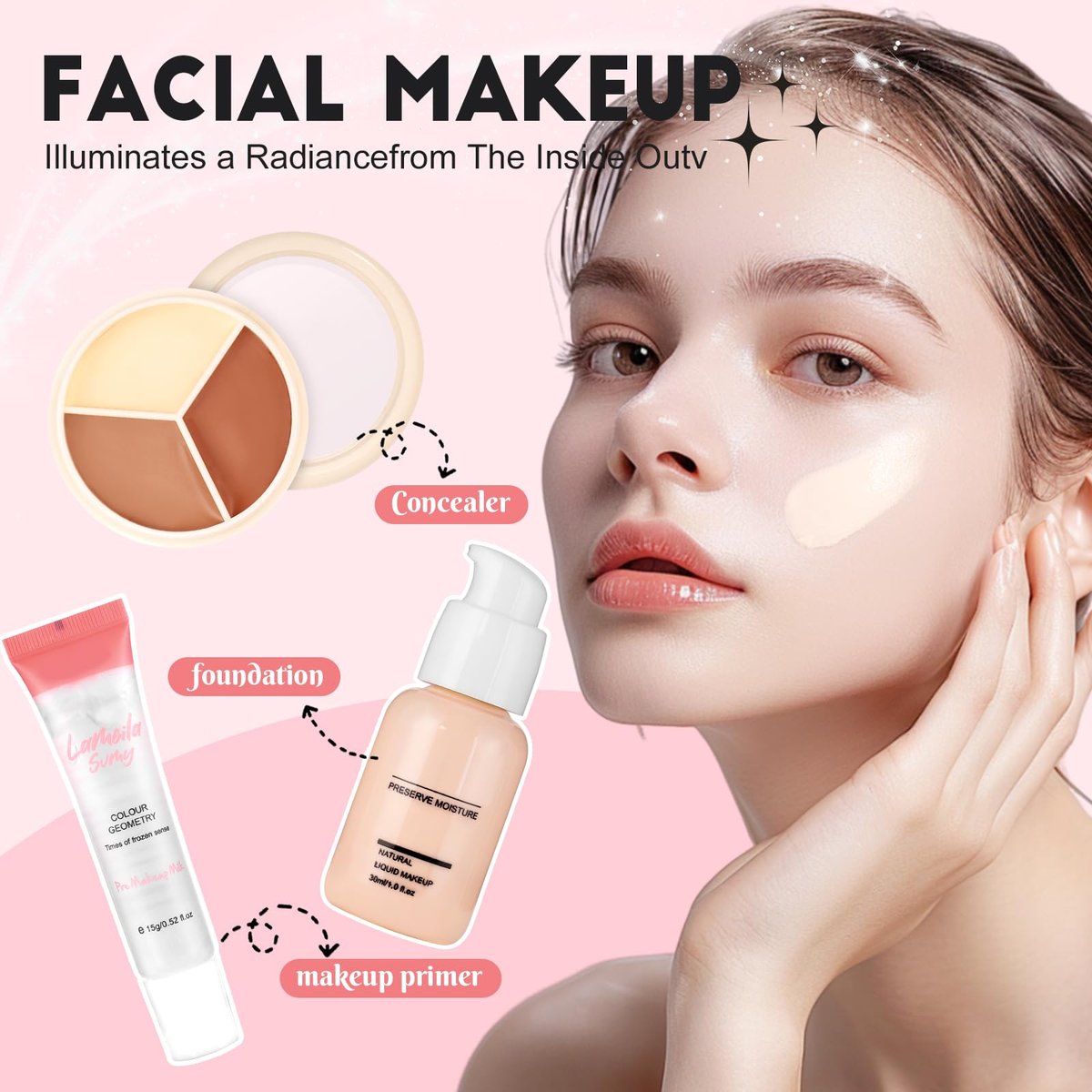 All In One Makeup Kit for Teen Girls Beginners - Complete Foundation, Eyeshadow, Lipstick, Eyeliner, Mascara, Brushes & Bag - Travel Friendly Makeup Gift Set, Birthday Gifts for Teen Girls, Graduation Gifts - görsel 5