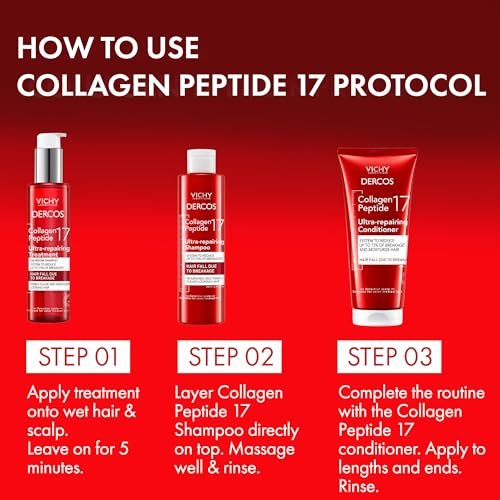 Dercos Collagen Peptide 17 Ultra-Repairing Conditioner, 200ml - Anti Hair Fall & Bond Repair for Damaged Weak Hair - görsel 12