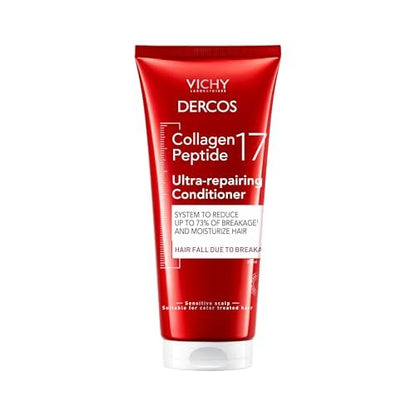 Dercos Collagen Peptide 17 Ultra-Repairing Conditioner, 200ml - Anti Hair Fall & Bond Repair for Damaged Weak Hair