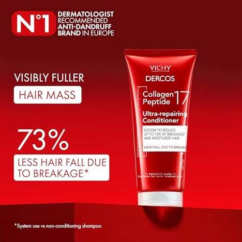 Dercos Collagen Peptide 17 Ultra-Repairing Conditioner, 200ml - Anti Hair Fall & Bond Repair for Damaged Weak Hair - görsel 4