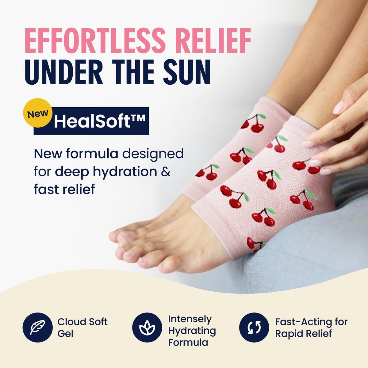 Dr. Frederick's Original Moisturizing Heel Socks for Dry Cracked Heels Treatment - 3 Pairs - Infused with Coconut Oil and Mango Butter - Summer Print Avelisse