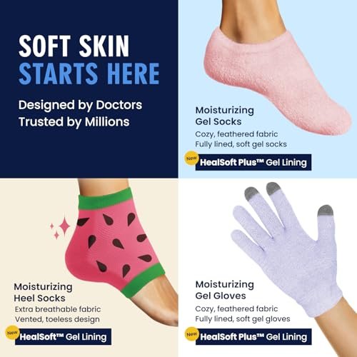Dr. Frederick's Original Moisturizing Heel Socks for Dry Cracked Heels Treatment - 3 Pairs - Infused with Coconut Oil and Mango Butter - Summer Print Avelisse