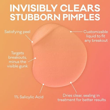 Biore Paint & Peel Liquid Pimple Patch - Invisible Acne Treatment with Salicylic Acid, 0.5 Oz (Up to 100 Uses)