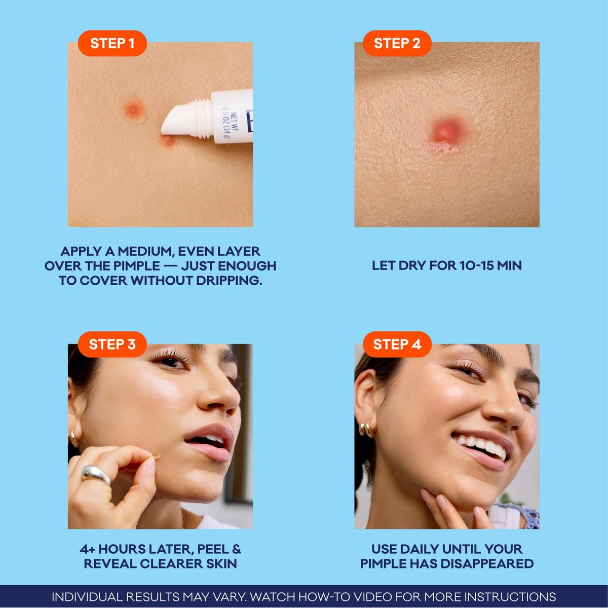 Biore Paint & Peel Liquid Pimple Patch - Invisible Acne Treatment with Salicylic Acid, 0.5 Oz (Up to 100 Uses) - görsel 5