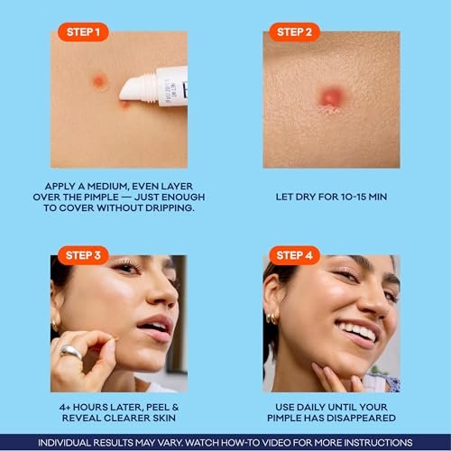 Biore Paint & Peel Liquid Pimple Patch - Invisible Acne Treatment with Salicylic Acid, 0.5 Oz (Up to 100 Uses) - görsel 6