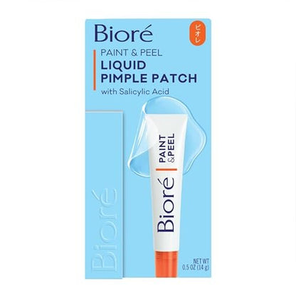 Biore Paint & Peel Liquid Pimple Patch - Invisible Acne Treatment with Salicylic Acid, 0.5 Oz (Up to 100 Uses)