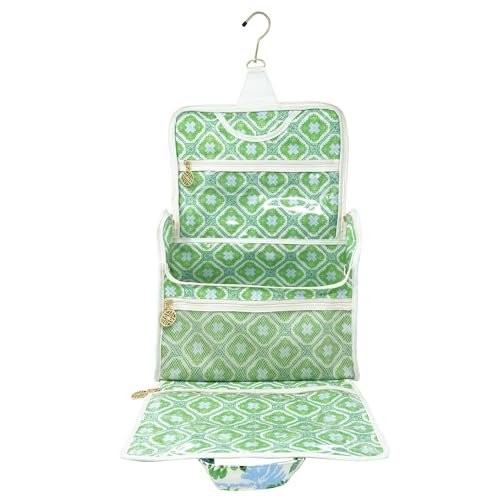 Lilly Pulitzer Travel Toiletry Bag with Handle, Pockets, and Zipper - Hanging Travel Organizer for Makeup and Toiletries (Swayin in the Breeze) Avelisse