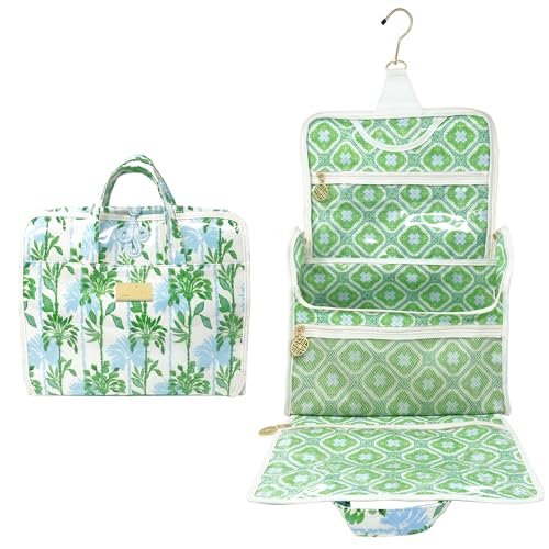 Lilly Pulitzer Travel Toiletry Bag with Handle, Pockets, and Zipper - Hanging Travel Organizer for Makeup and Toiletries (Swayin in the Breeze) Avelisse