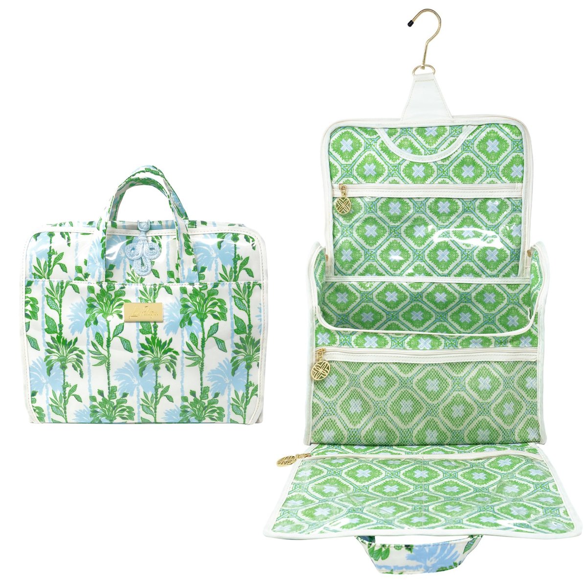 Lilly Pulitzer Travel Toiletry Bag with Handle, Pockets, and Zipper - Hanging Travel Organizer for Makeup and Toiletries (Swayin in the Breeze) Avelisse