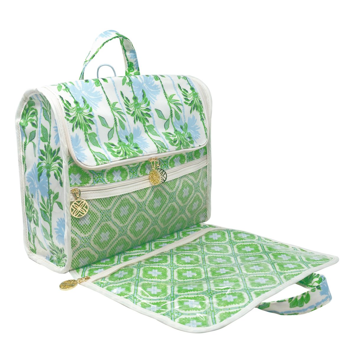 Lilly Pulitzer Travel Toiletry Bag with Handle, Pockets, and Zipper - Hanging Travel Organizer for Makeup and Toiletries (Swayin in the Breeze) Avelisse