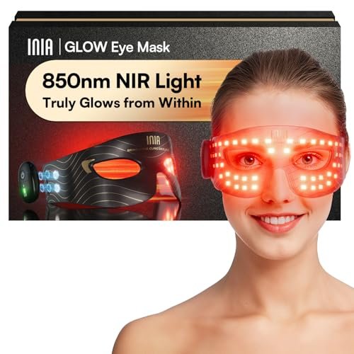 INIA Red Light Therapy Eye Mask for Under Eye Rejuvenation - Reduces Dark Circles, Wrinkles, Forehead Lines & Crow's Feet Avelisse