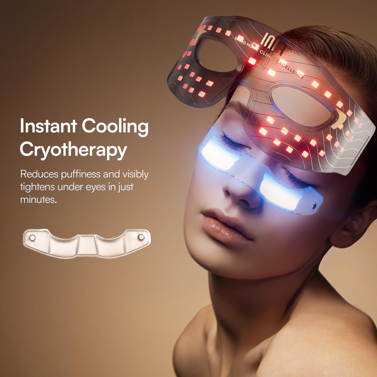 INIA Red Light Therapy Eye Mask for Under Eye Rejuvenation - Reduces Dark Circles, Wrinkles, Forehead Lines & Crow's Feet Avelisse