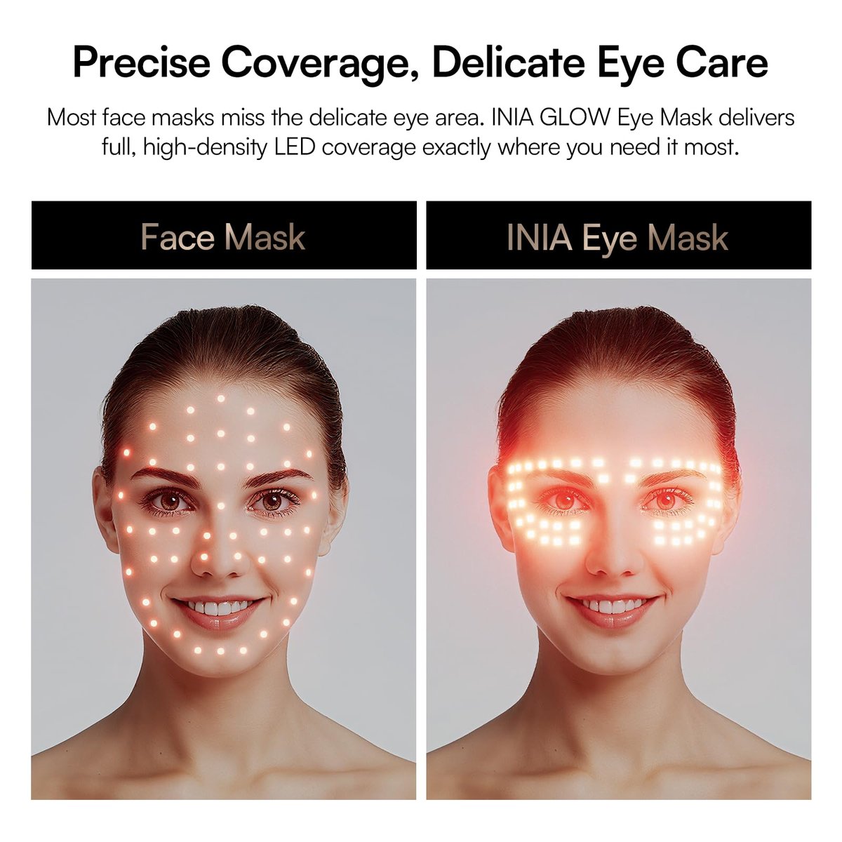 INIA Red Light Therapy Eye Mask for Under Eye Rejuvenation - Reduces Dark Circles, Wrinkles, Forehead Lines & Crow's Feet Avelisse