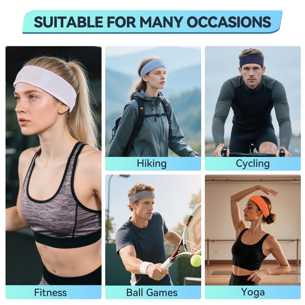 14 PCS Headbands for Women – Soft Elastic Non-Slip Cotton Sweat-Absorbent Hairbands for Workout, Running, Yoga, Makeup - görsel 9