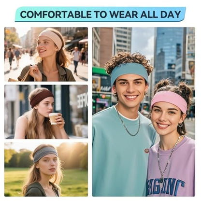 14 PCS Headbands for Women – Soft Elastic Non-Slip Cotton Sweat-Absorbent Hairbands for Workout, Running, Yoga, Makeup