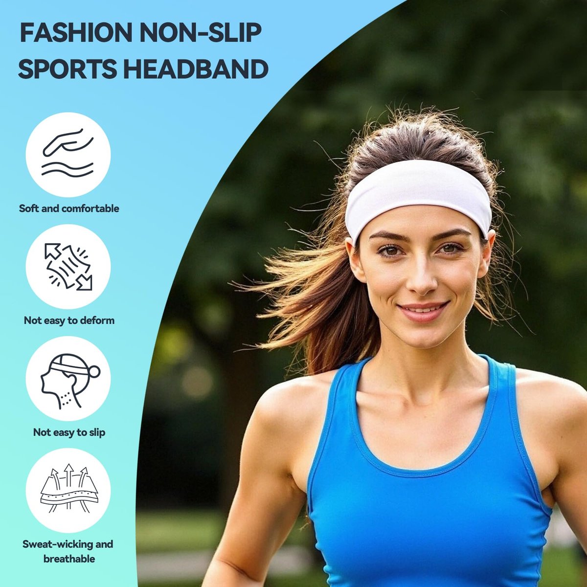 14 PCS Headbands for Women – Soft Elastic Non-Slip Cotton Sweat-Absorbent Hairbands for Workout, Running, Yoga, Makeup - görsel 5